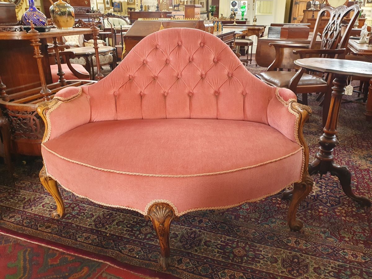 Victorian Carved Walnut Settee